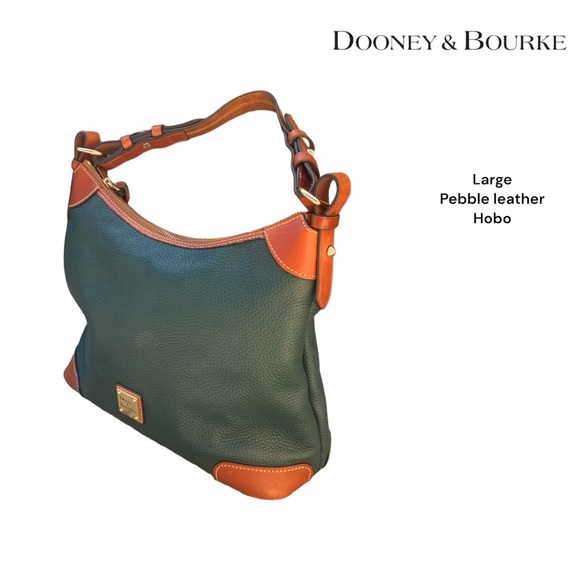Dooney & Burke large pebble leather hobo shoulder bag purse Forest Green - Picture 3 of 13